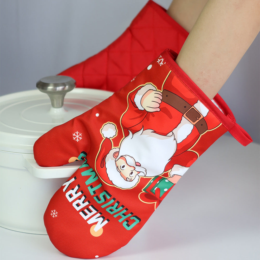 Christmas series insulated gloves, oven gloves, kitchen baking oven gloves, insulated and heat-resistant gloves - Korvel