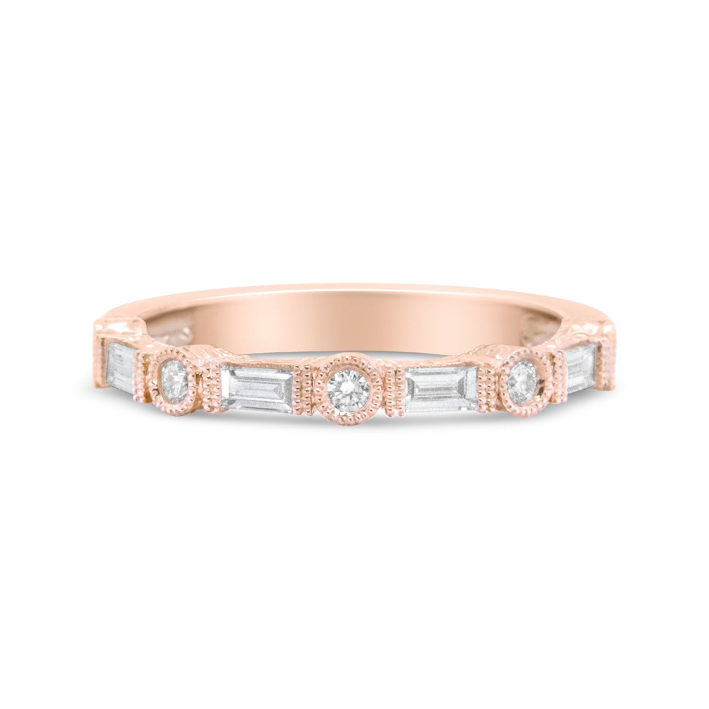 14K Rose Gold Diamond Bridal Band - 3/8 Cttw, Size 6.75