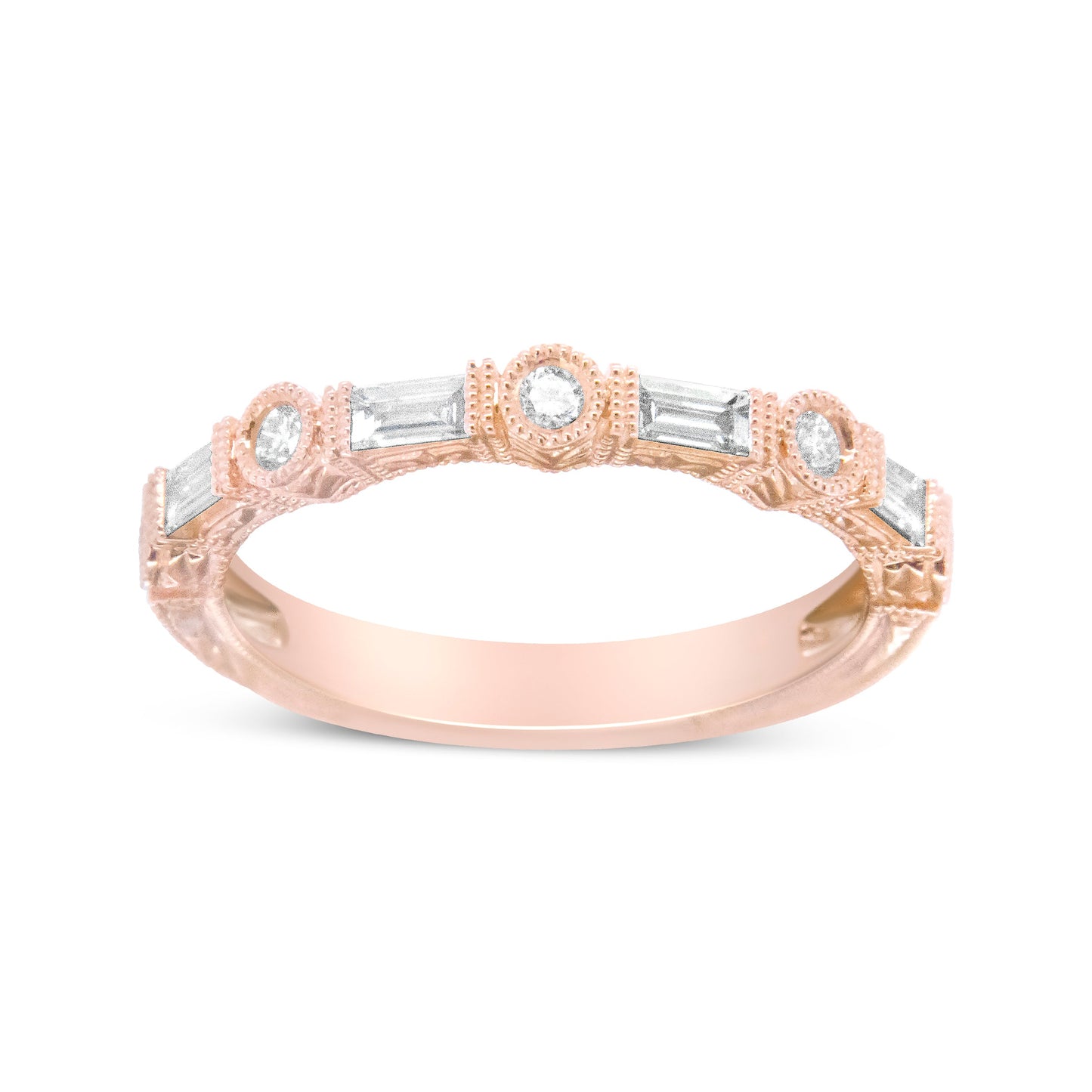 14K Rose Gold Diamond Bridal Band - 3/8 Cttw, Size 6.75