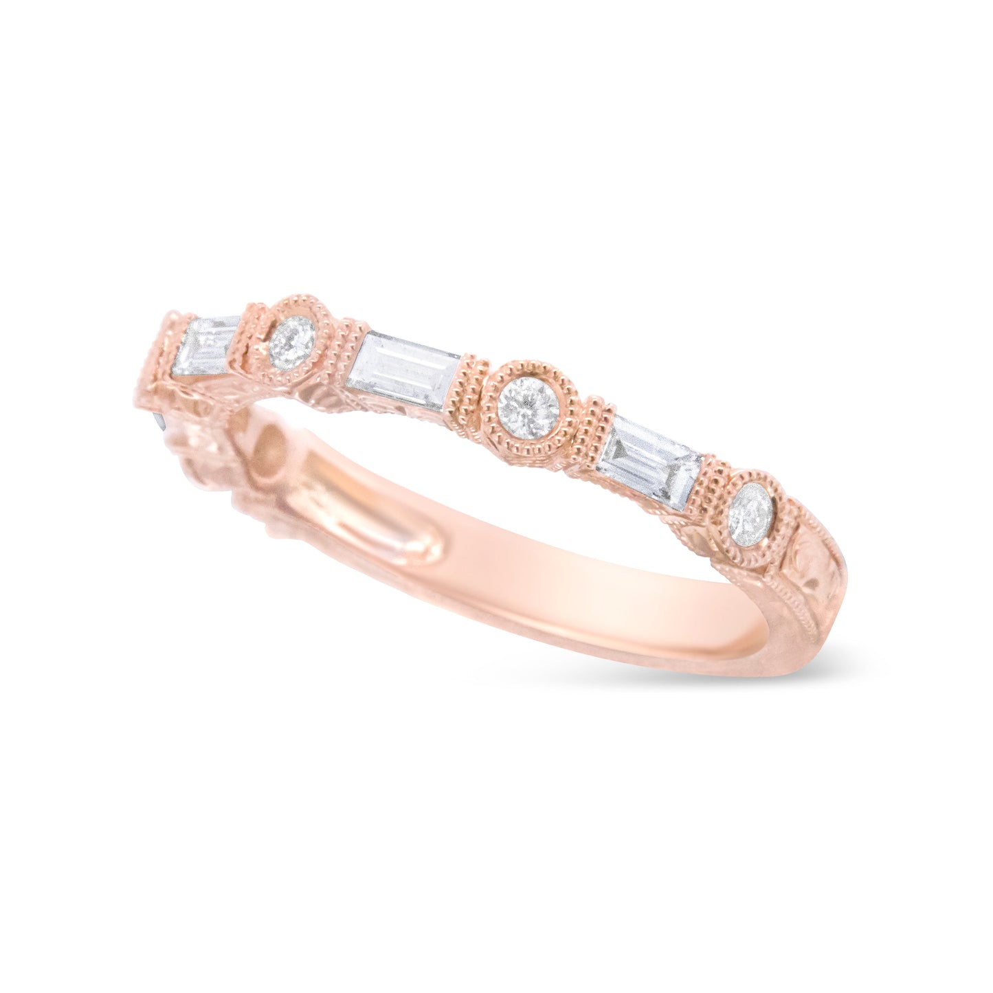 14K Rose Gold Diamond Bridal Band - 3/8 Cttw, Size 6.75