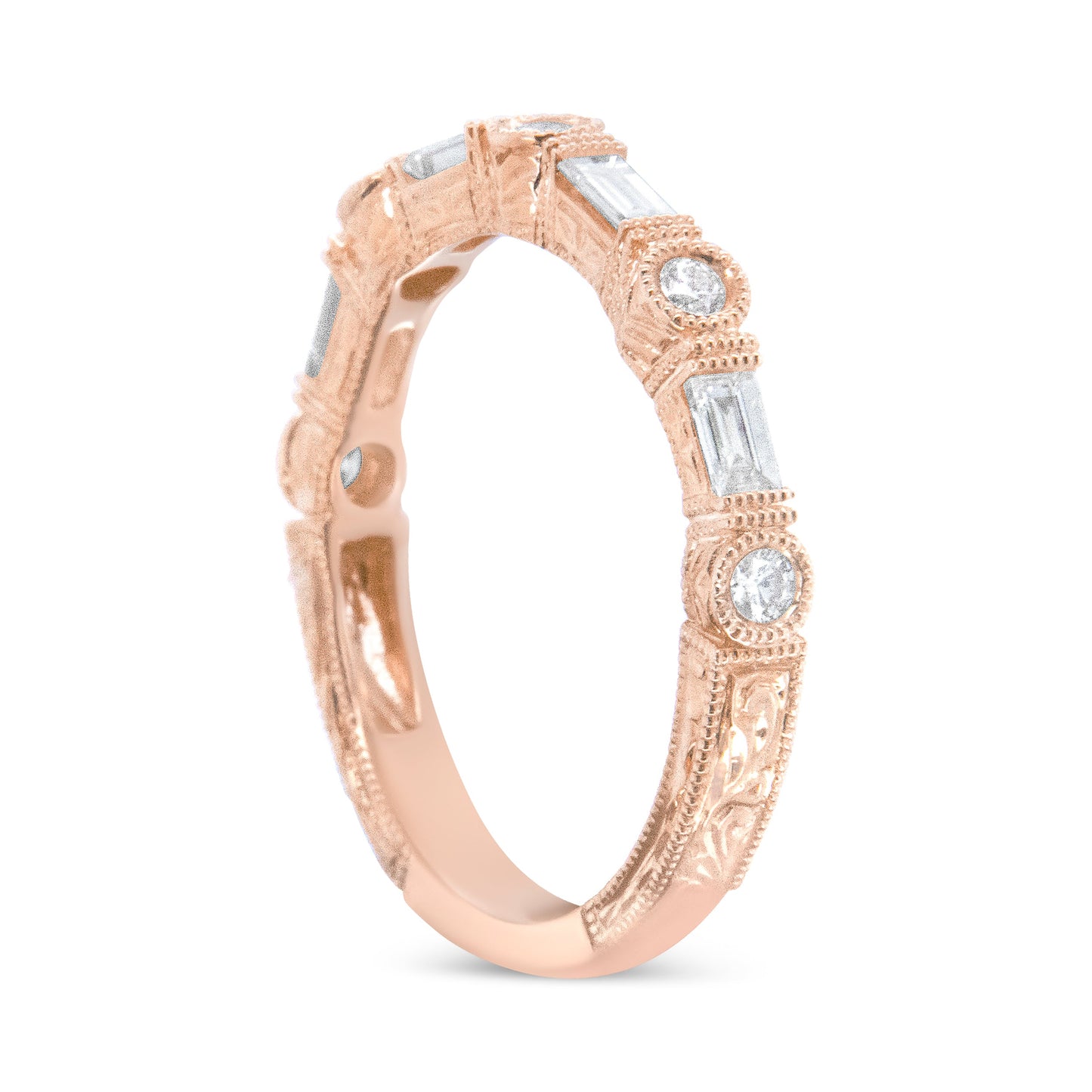 14K Rose Gold Diamond Bridal Band - 3/8 Cttw, Size 6.75