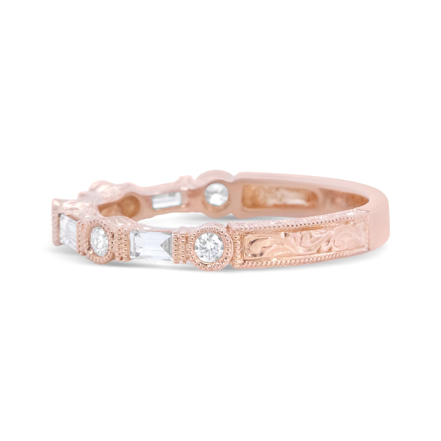 14K Rose Gold Diamond Bridal Band - 3/8 Cttw, Size 6.75