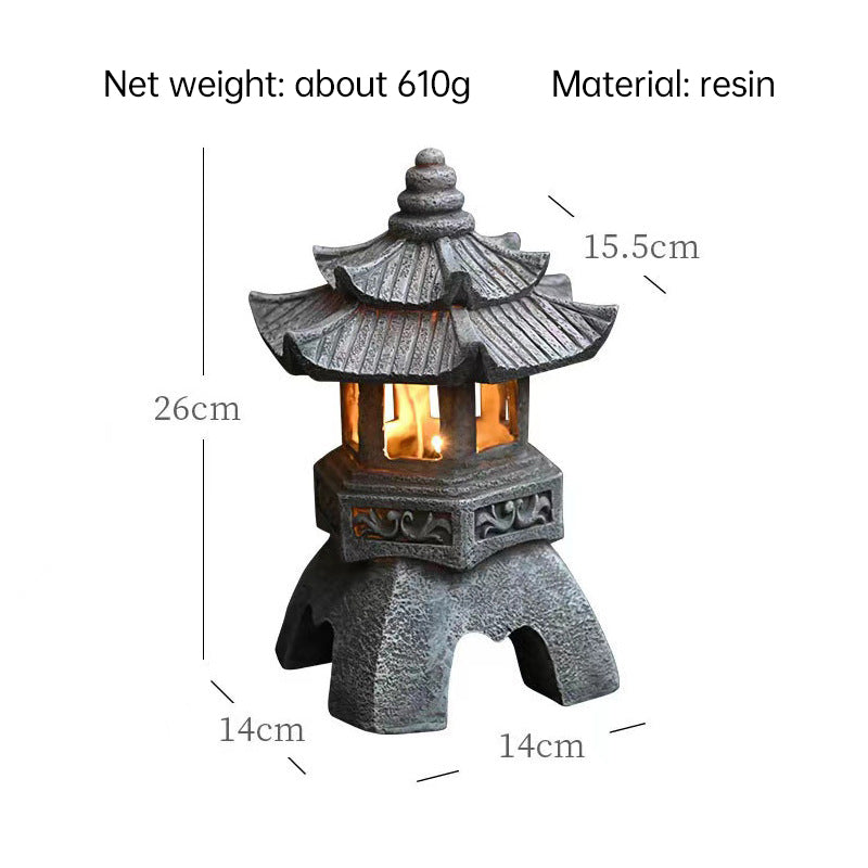 Solar-Powered Zen Garden Decor: Pagoda Lanterns & Statues - Korvel