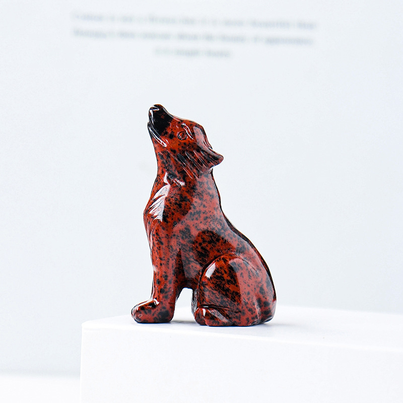 Natural Crystal Wolf Cub Carving - Premium Home Decor