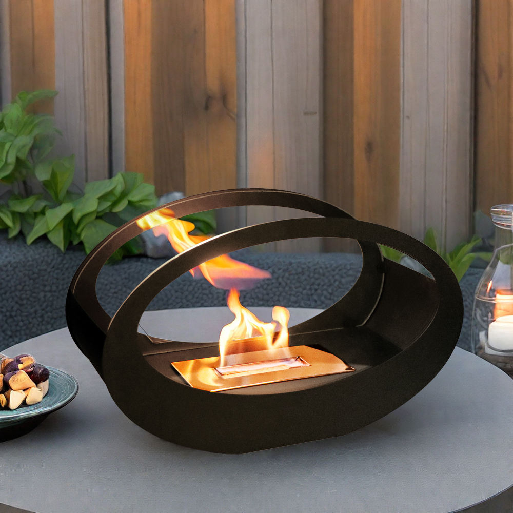 Alcohol fireplace real fire cruise ship oval glass tabletop fireplace metal storm heating wall - Korvel