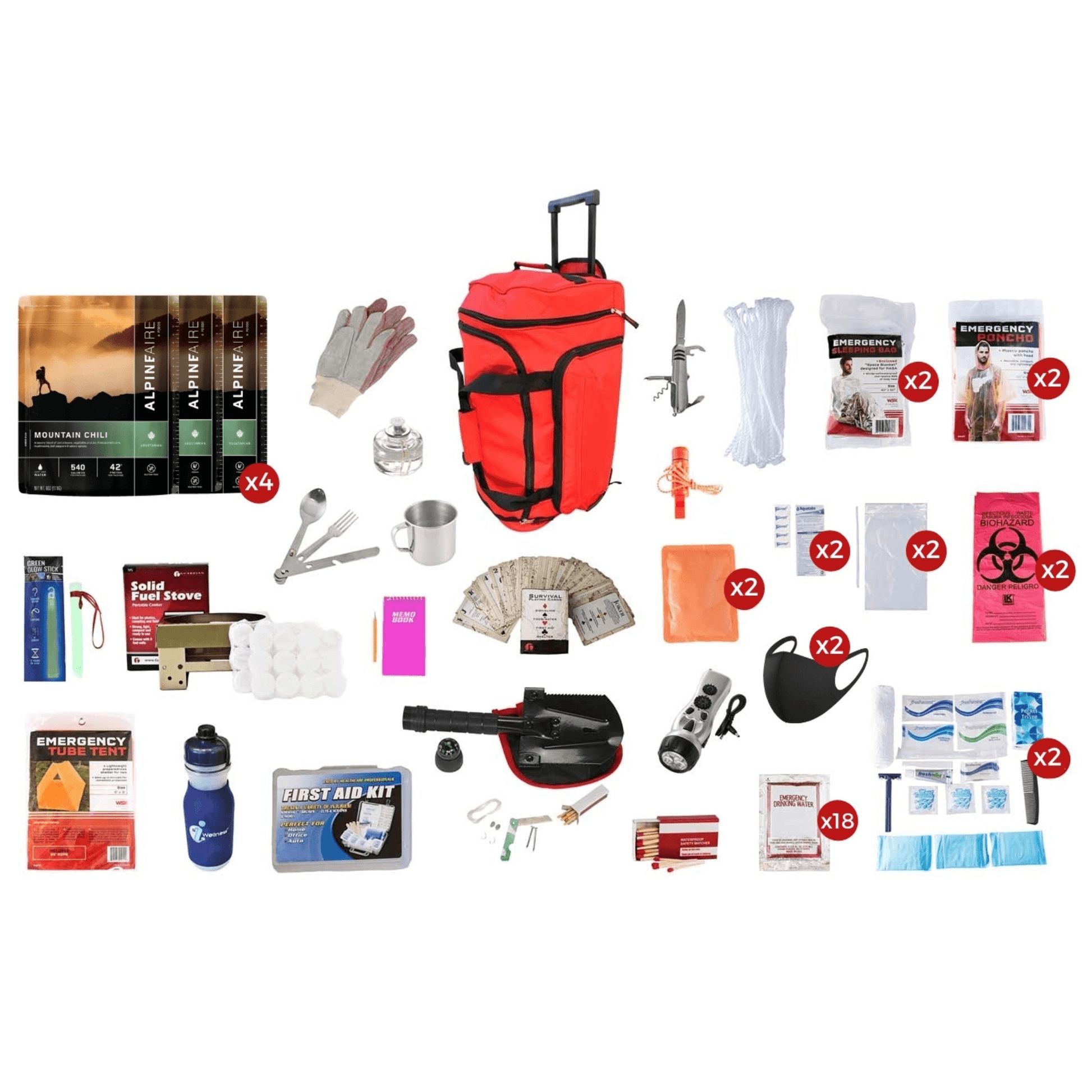 WSK 14-Day Deluxe Food Storage Emergency Survival Kit with Rolling Bag - Korvel