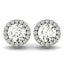 14k White Gold Halo Diamond Earrings with Four Prongs