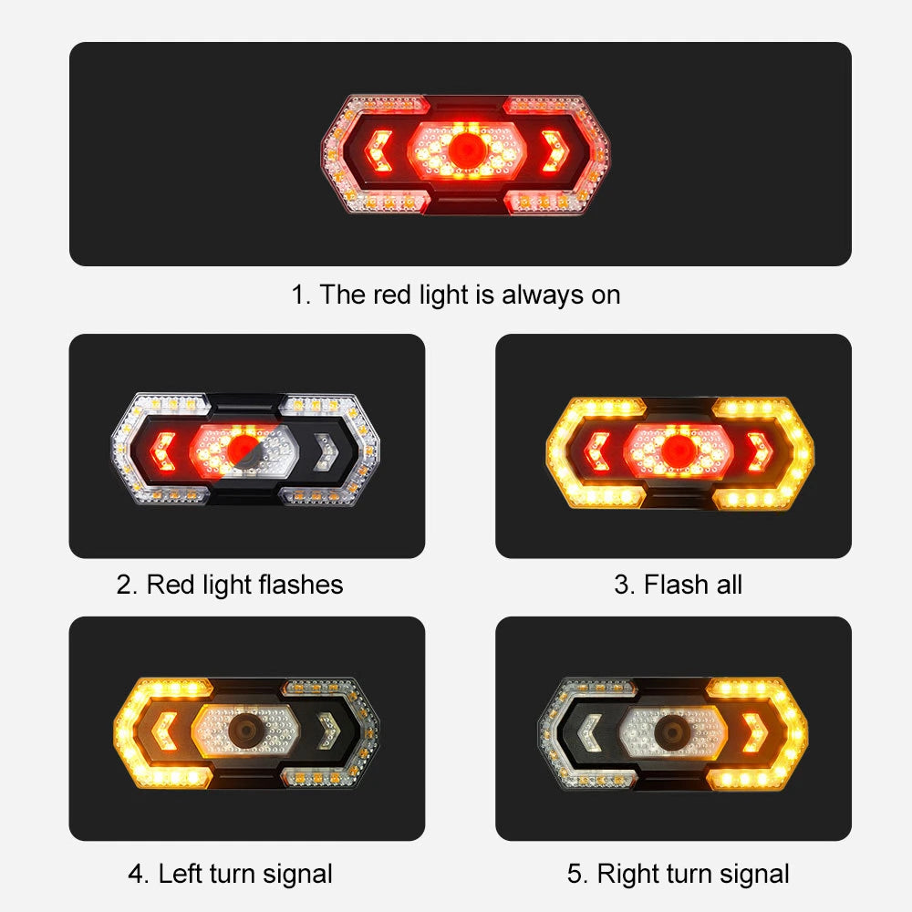 Bike Rear Lamp Smart Wireless Remote Turn Signal Lights Bicycle LED Taillight Easily Installation Bicycle Cycling Accessories - Korvel