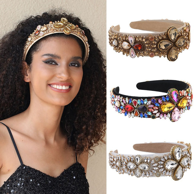 Fashionable retro wide edge sponge compression headband - Korvel