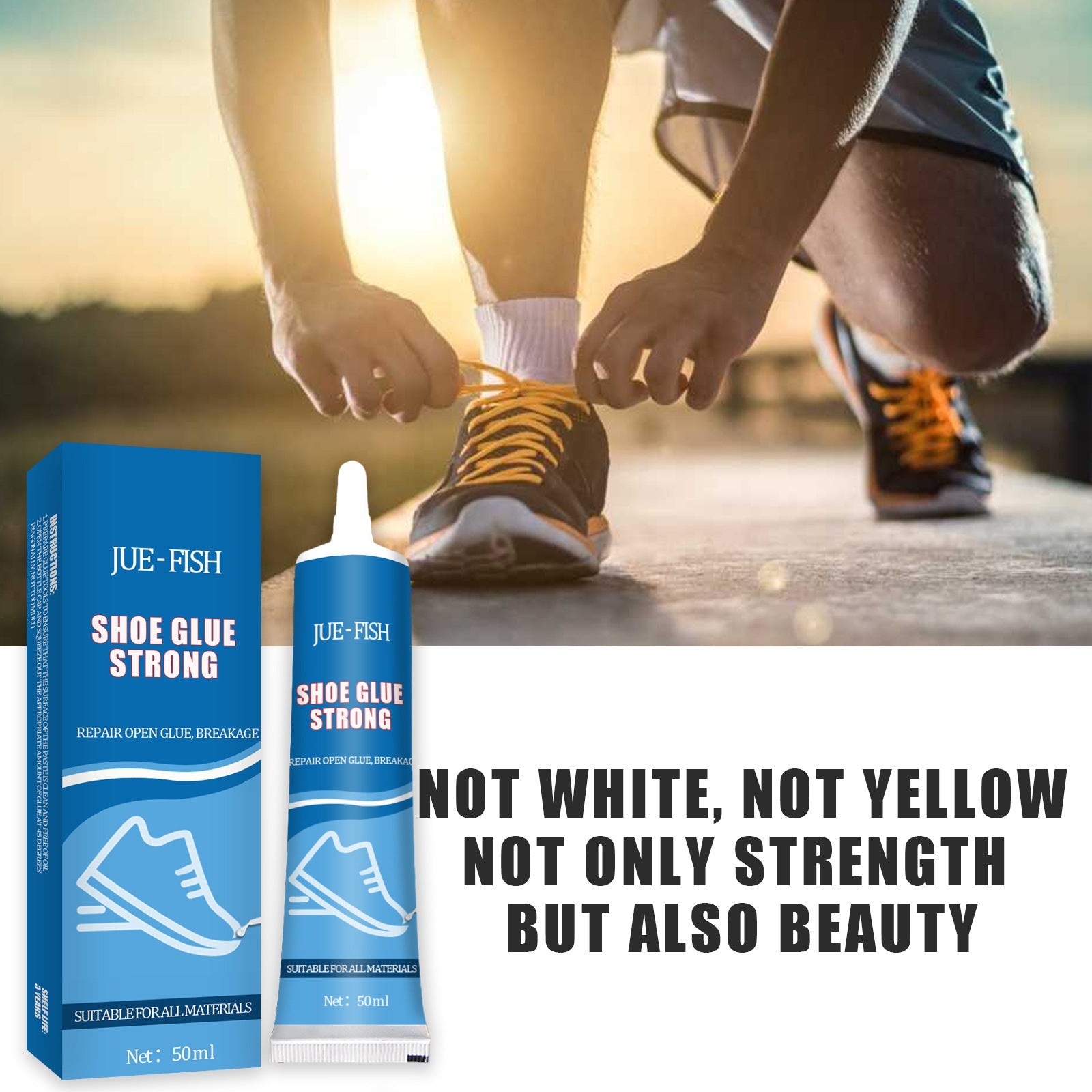 JUE-FISH Strong Shoe Glue Sneakers Leather Shoes Multi-Purpose Waterproof Shoe Repair Leather Shoes Sole Glue Adhesive - Korvel