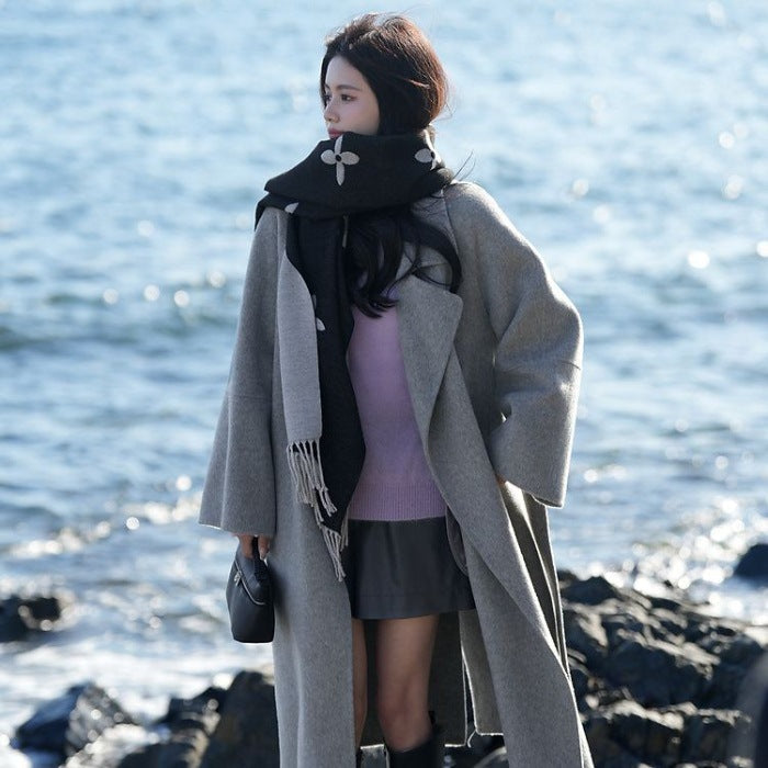 Manteau en Laine Élégant pour Femmes avec Doublure en Duvet - Vêtement d'Extérieur Long