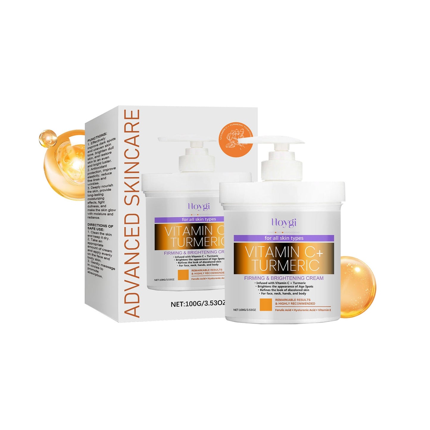 Turmeric Vitamin C Firming And Brightening Cream Hydrates, Moisturizes, Nourishes And Moisturizes Skin And Beautifying Body Cream - Korvel
