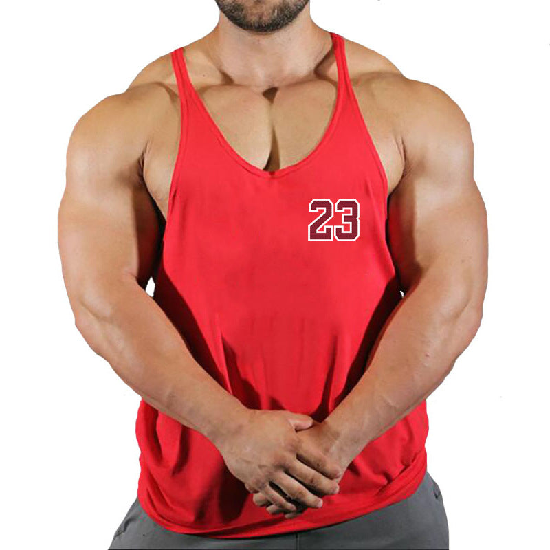 Sportswear vest men's round neck men's cotton vest loose shoulder sleeveless basketball suit - Korvel