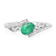 Bague de fiançailles en or blanc 14K avec émeraude zambienne de 0,51 carat et diamants