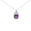 Collier Pendentif en Argent Sterling .925 avec Améthyste Pourpre en Taille Coussin et Halo de Diaman