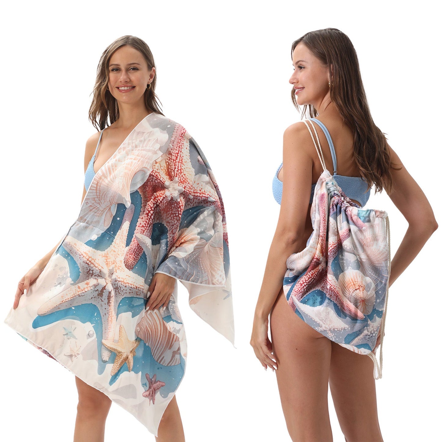 Two-in-One Foldable Beach Towel with Storage Bag