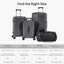 Luggage Set 4 pcs (20"/24"/29"/Travel Bag), PC+ABS Durable Lightweight Luggage with Collapsible Cup Holder, TSA Lock, Gray - Korvel