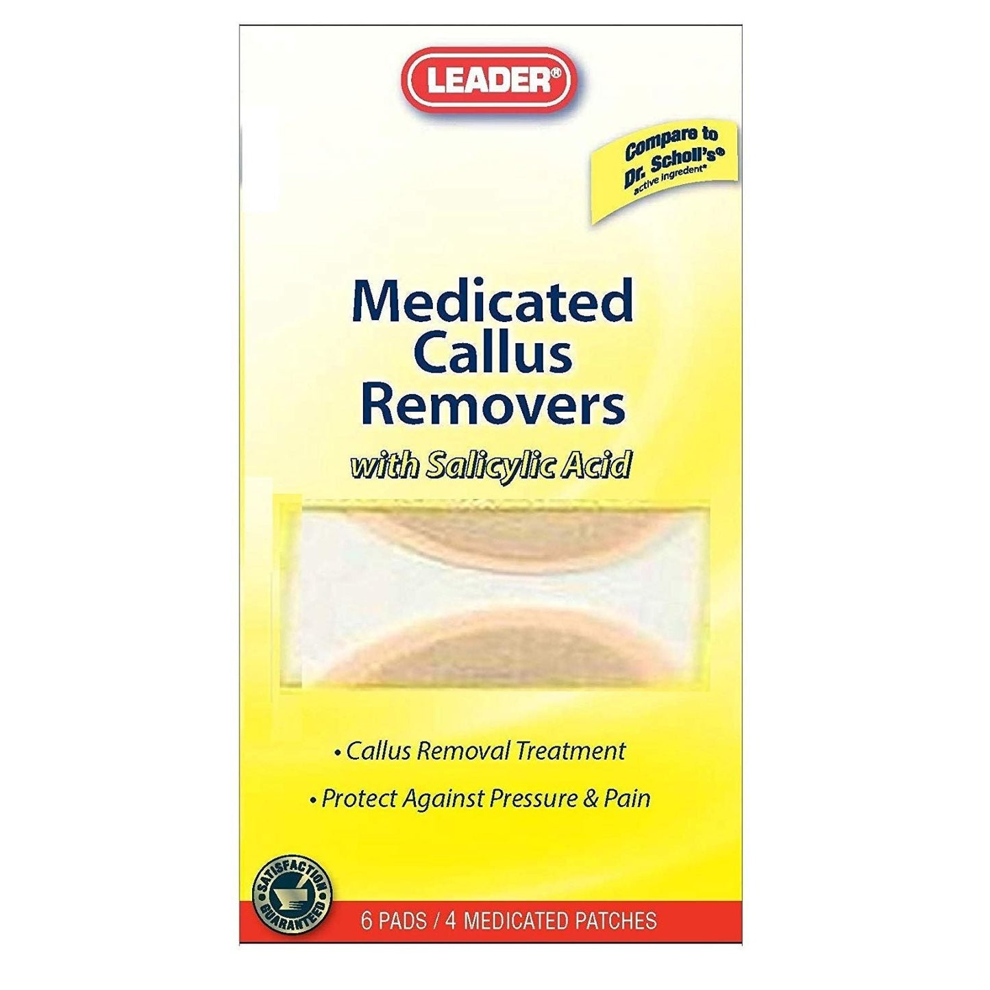 Parches Medicados para Remover Callos Leader - 4 Ct Más 6 Almohadillas Protectores
