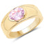 Bague de fiançailles en argent sterling plaqué or jaune 14K avec kunzite