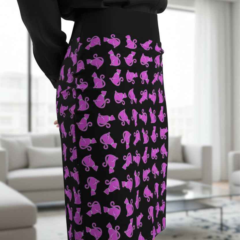 Pink Cat Pencil Skirt - Polished Yet Playful