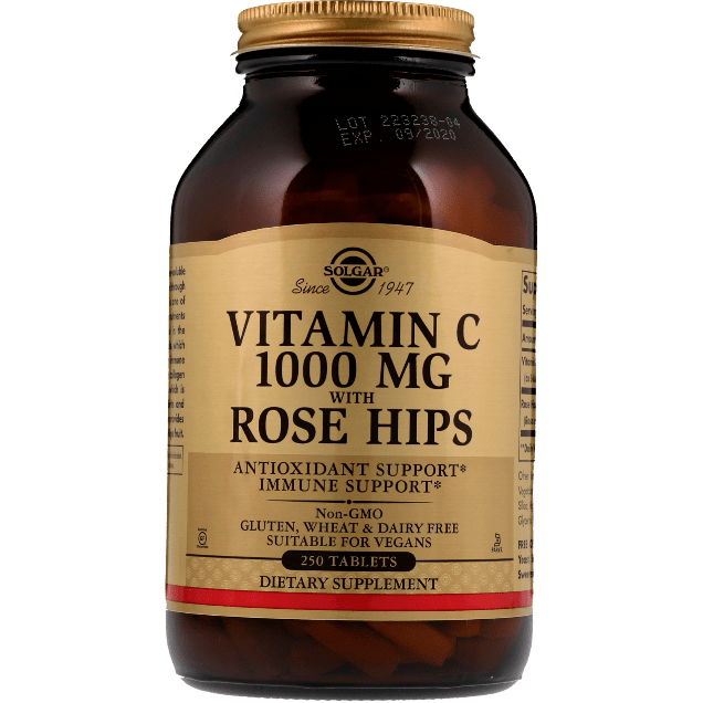 Solgar Vitamin C 1000mg with Rose Hips - 250 Tablets