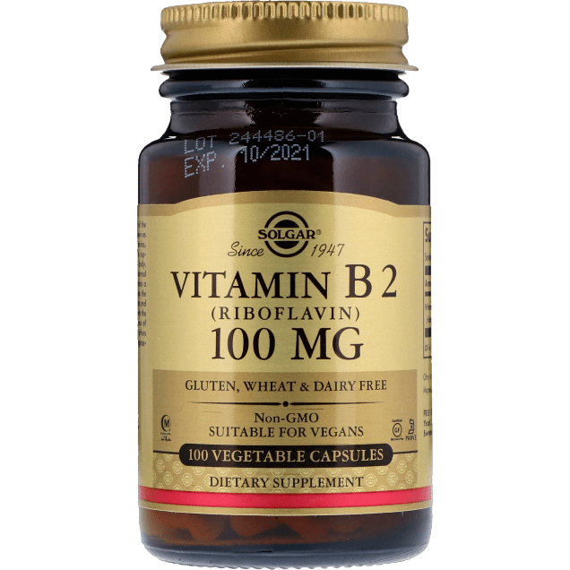 Solgar Vitamina B2 (Riboflavina) 100 mg - 100 Cápsulas Vegetales