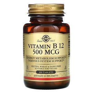 Solgar Vitamine B12 500 mcg - 100 Capsules Végétales