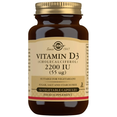 Solgar Vitamine D3 55 mcg (2200 UI) - 50 Capsules Végétales