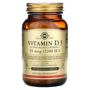 Solgar Vitamine D3 2200 UI - 100 Capsules Végétales