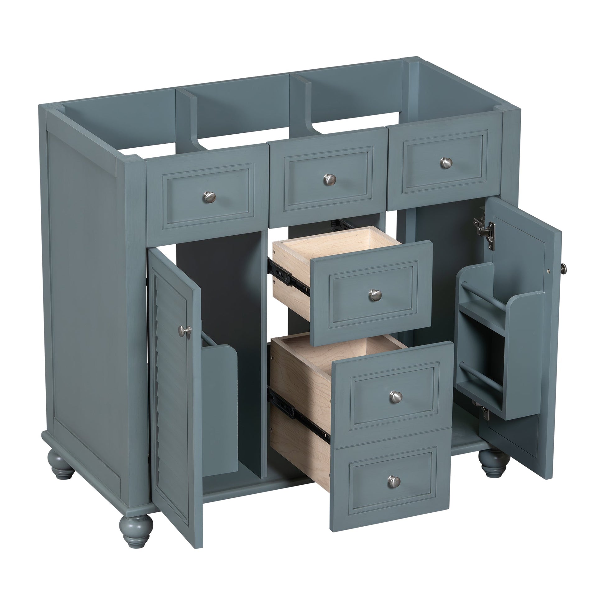 36 "No sink, with 2 drawers and soft closing door, independent makeup rack, bathroom cabinet, blue (excluding sink) - Korvel