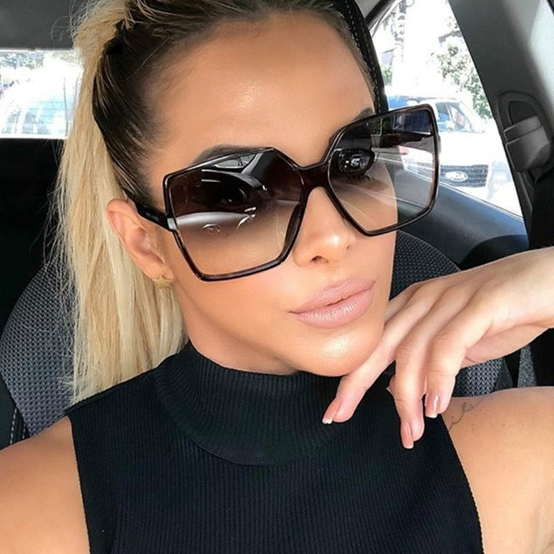 Higody Fashion Women Oversize Sunglasses Gradient Plastic Brand Designer Female Sun Glasses UV400 lentes - Korvel