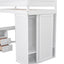 Wood Twin Size Loft Bed with Wardrobes and 2-Drawer Desk with Cabinet  White - Korvel