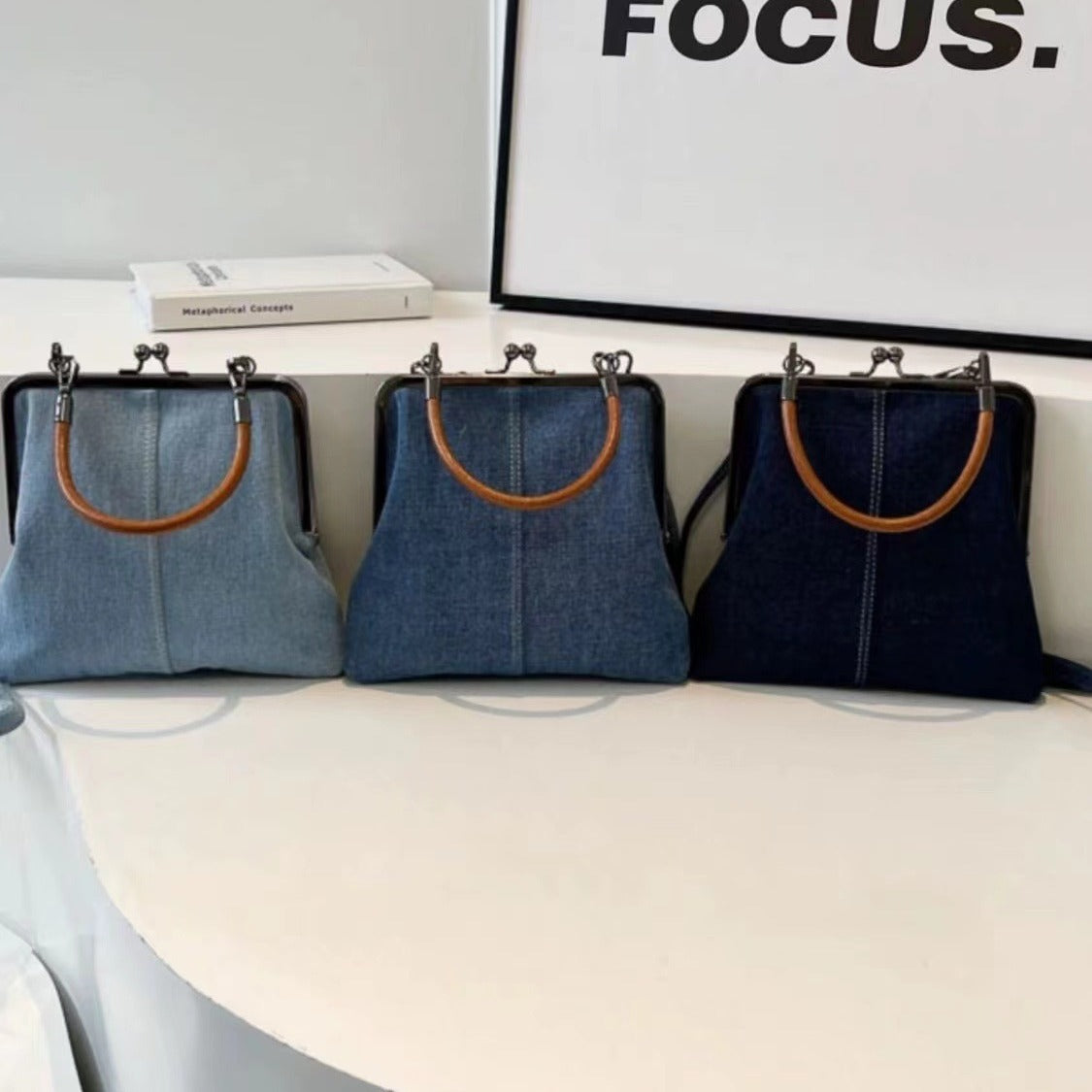 Handmade Denim Crossbody Bag for Women