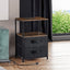 Tea table with charging station, bedside table with USB port, socket and cloth bag, 2 drawers - Korvel