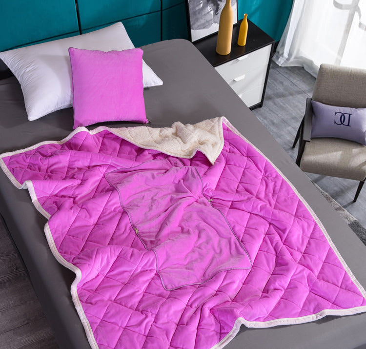2 in 1 Flannel Cushion Blanket car sofa lumbar throw pillow air conditioning blanket foldable patchwork quilt blanket Bedding - Korvel