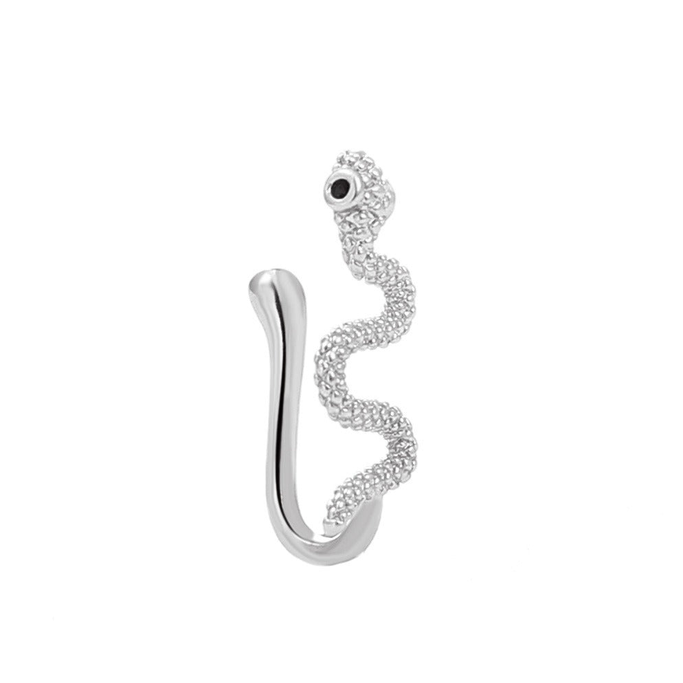 Snake shaped false nose nail nose ring human piercing jewelry for men and women - Korvel