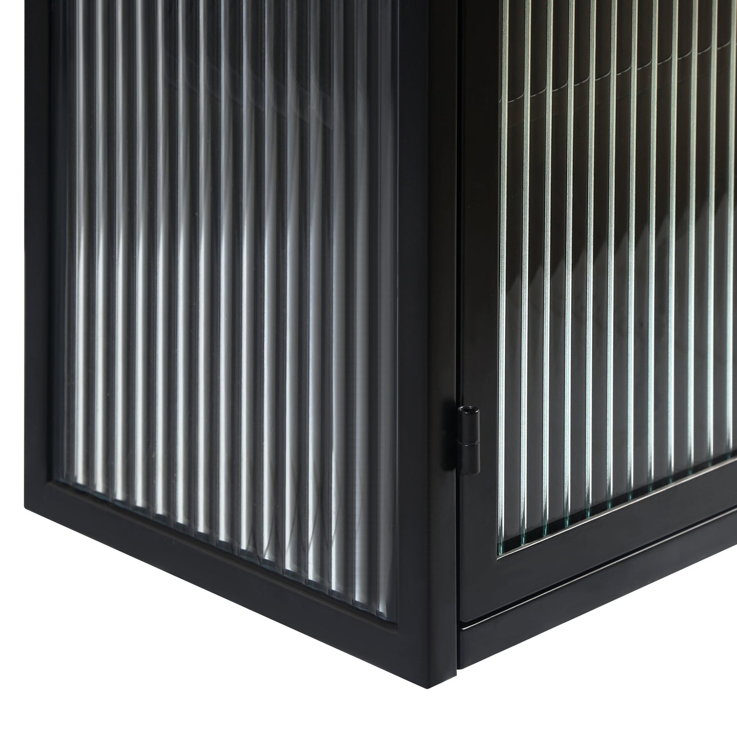 27.56"Glass Doors Modern Two-door Wall Cabinet with Featuring Three-tier Black - Korvel