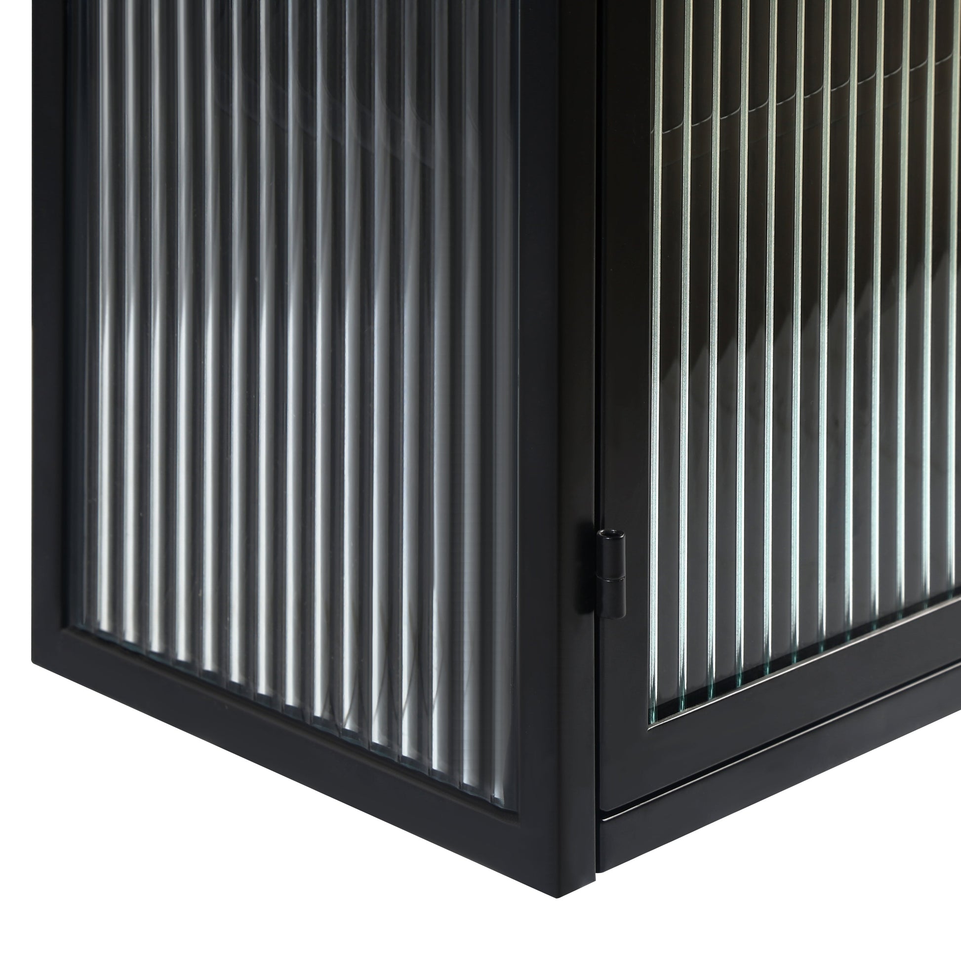 27.56"Glass Doors Modern Two-door Wall Cabinet with Featuring Three-tier Black - Korvel