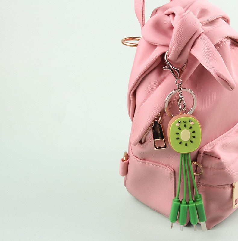Kiwi Mobile Data Cable Healing Series Fruit Smile Keychain Universal Charging Cable 3-in-1 - Korvel
