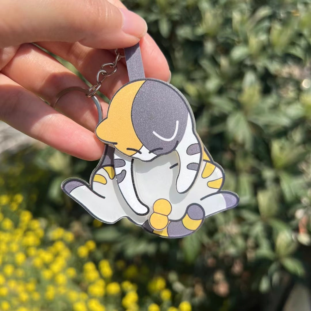 Creative Pulling and Playing Egg Cat Keychain Pendant Cute and Bizarre Spinable Bag Pendant - Korvel
