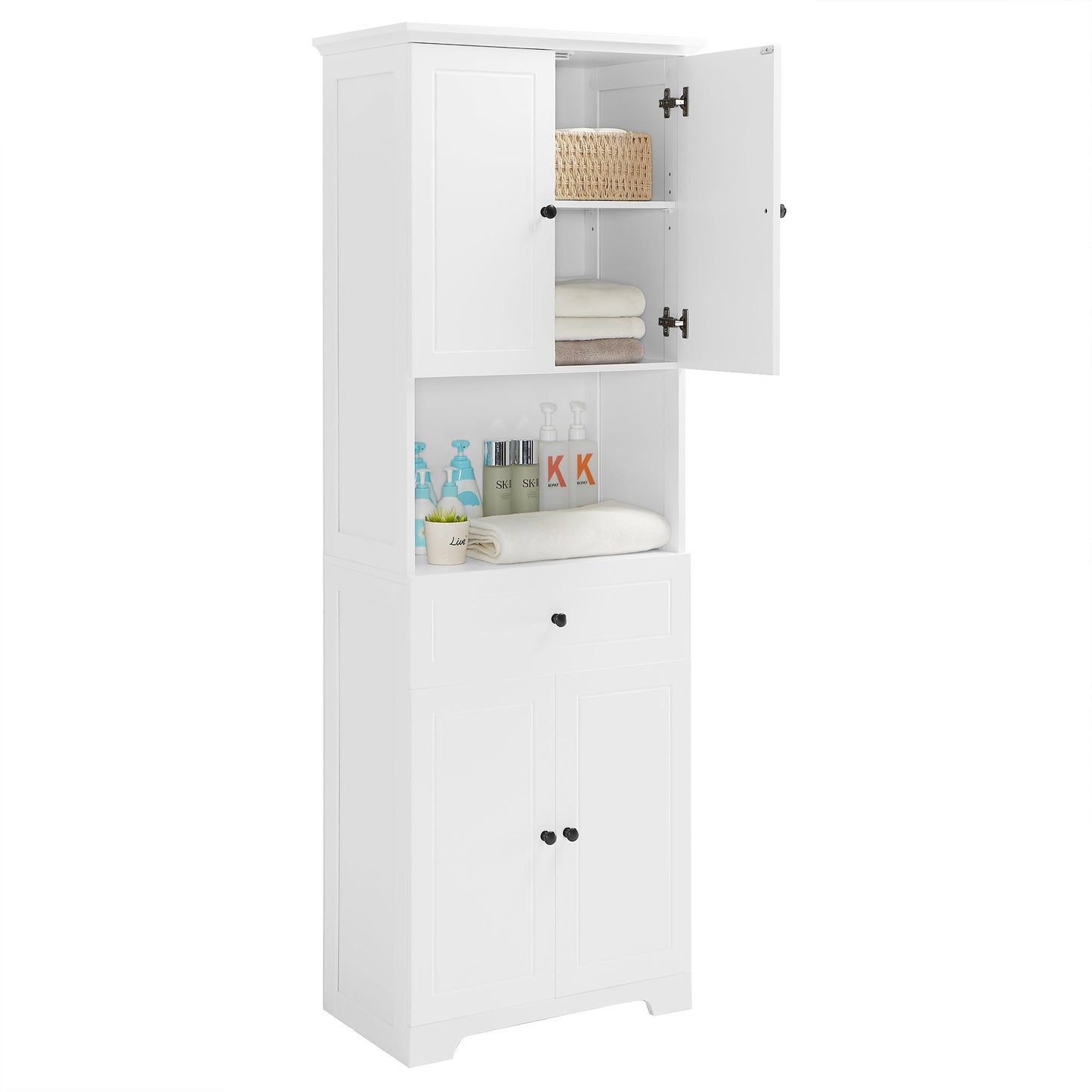 Elegant Tall Bathroom Cabinet with Ample Storage Space