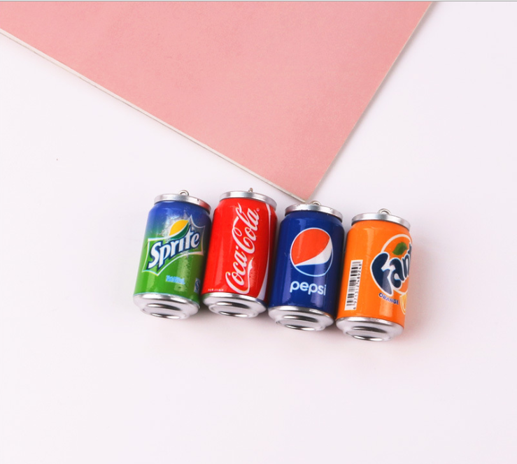 5pcs Mix Colors Cute 3D Plastic Imitation Drink Cans Miniature Food Art Supply DIY Decoration Charm Craft,23*40mm - Korvel