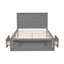 Full Size Platform Bed with Drawer on the Each Side and Shelf on the End of the Bed Gray - Korvel