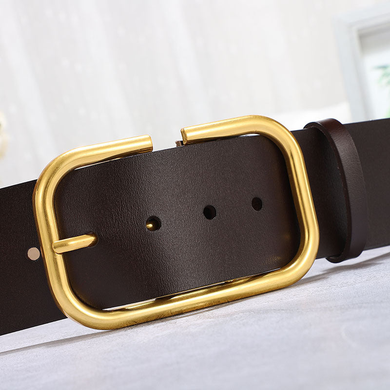 Ceinture décorative large en cuir de vache pour femmes