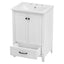 24" Bathroom Vanity with Sink, Bathroom Vanity Cabinet with One Drawer and Doors, Solid Wood and MDF, White - Korvel