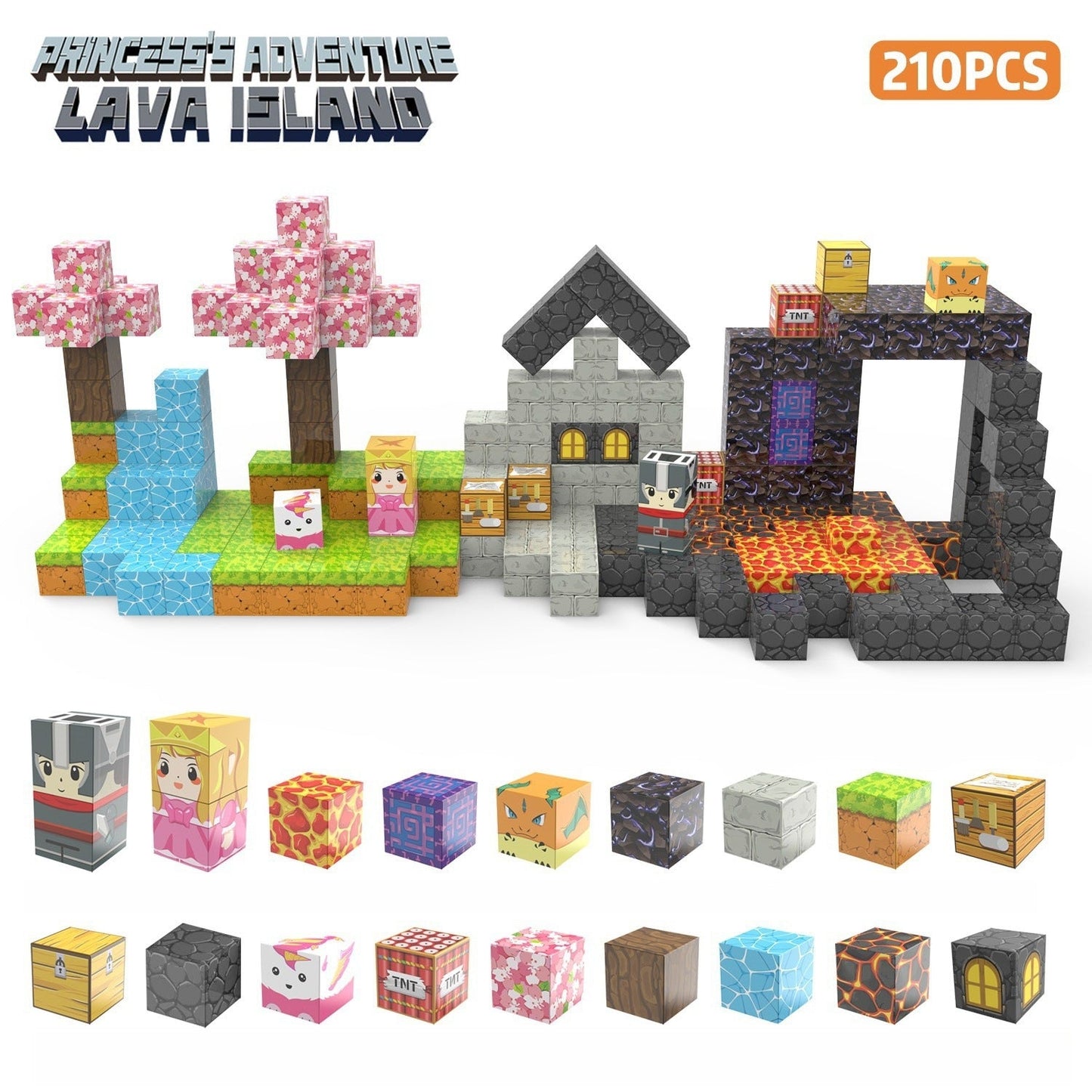 My Building World Magnetic Cube DIY Cherry Blossom Mountain Children's Educational Puzzle Assembly Toy Gift - Korvel