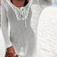 Elegant Openwork Tie Neck Blouse