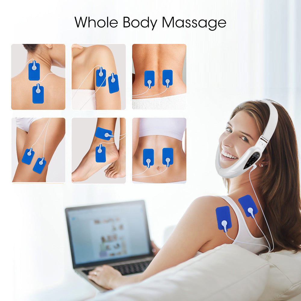 Remote Control Micro Current Color Light Face Slimmer With Five Modes Patch Pulse Massager EMS Tight Lift V-Face Instrument - Korvel