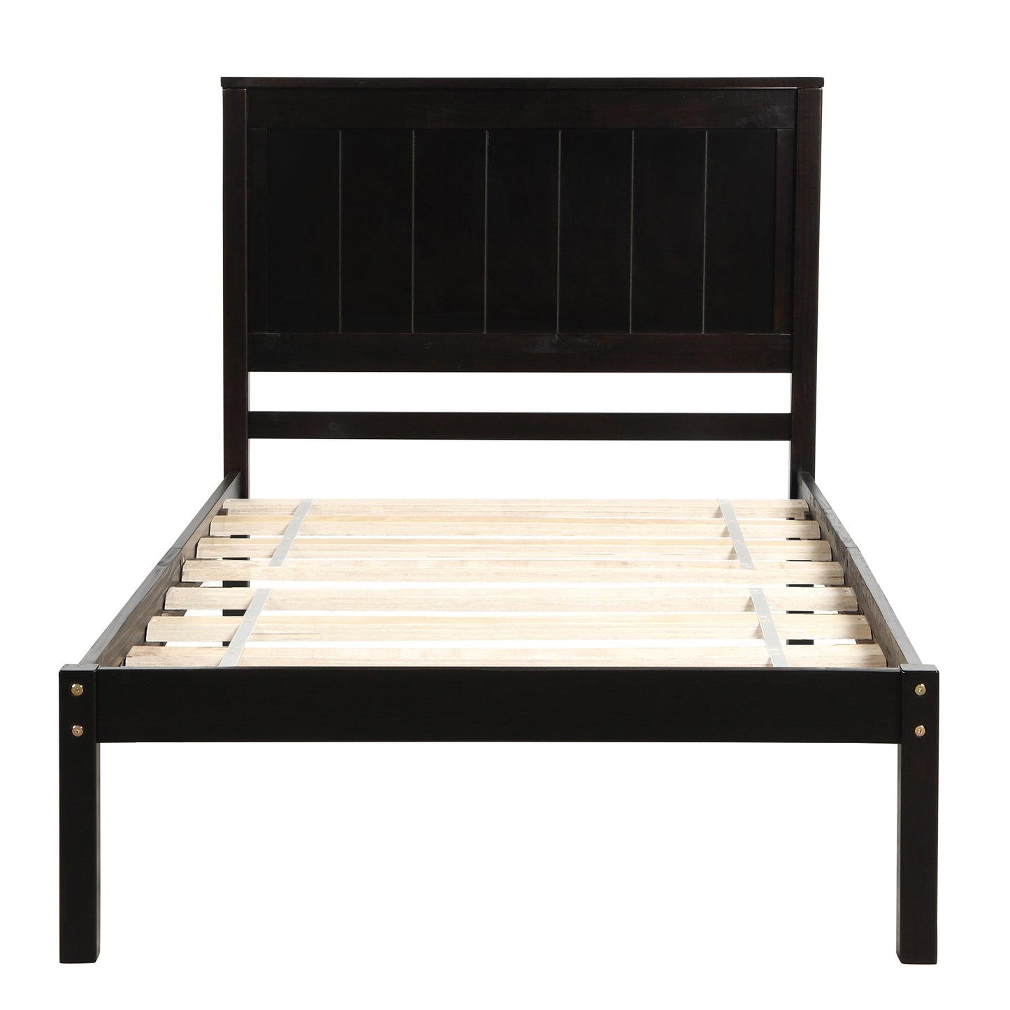 Espresso Twin Platform Bed Frame with Headboard