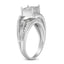 10K White Gold Princess-Cut Diamond Cluster Bypass Ring - Size 7